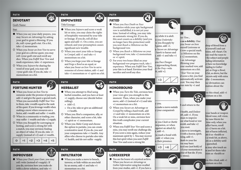 Ironsworn - Printable Asset Cards